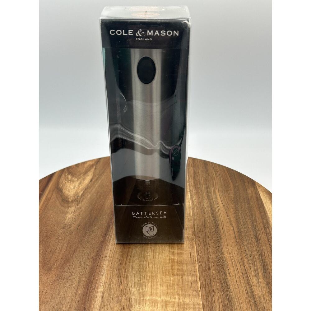 Cole & Mason England Battersea Electric Salt Pepper Grinder Mill Stainless Steel